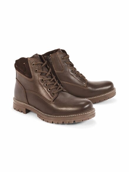 RV-Schnür Bootie Lammfell Braun