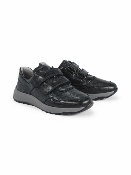 Waldläufer-Hirschleder Klettschuh Schwarz