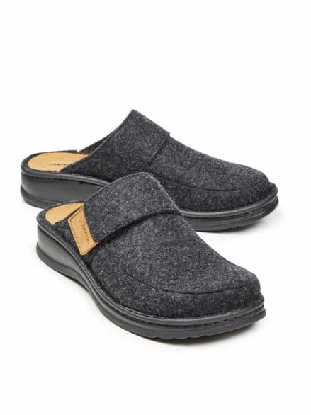Wollfilz-Klett-Pantolette Anthrazit