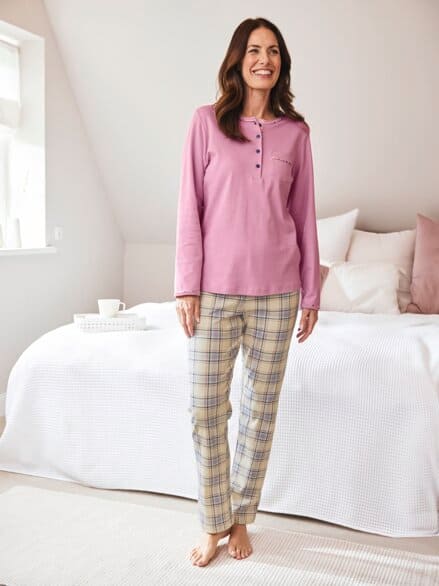 Baumwoll-Schlafanzug Softwärme Mauve