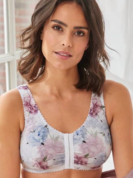Vorderverschluss-Bustier Softness Weiß geblümt