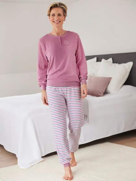 Frottee-Schlafanzug Rosa gestreift