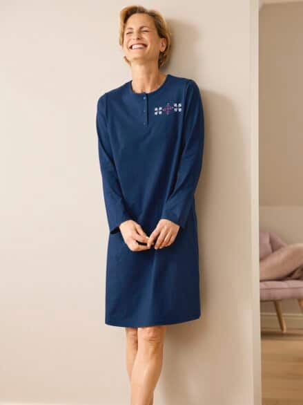 Baumwoll-Nachtkleid 2er Pack Violett/ Marine
