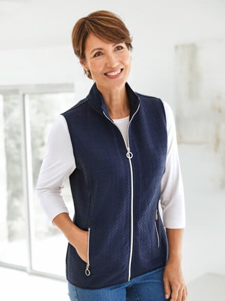 Jaquard-Weste Marine