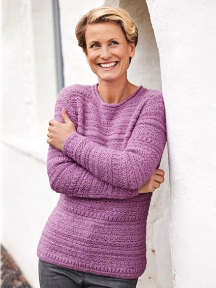 Alpaka-Pullover-Strukturstrick Lima Flieder Alpaka-Pullover-Strukturstrick Lima Flieder