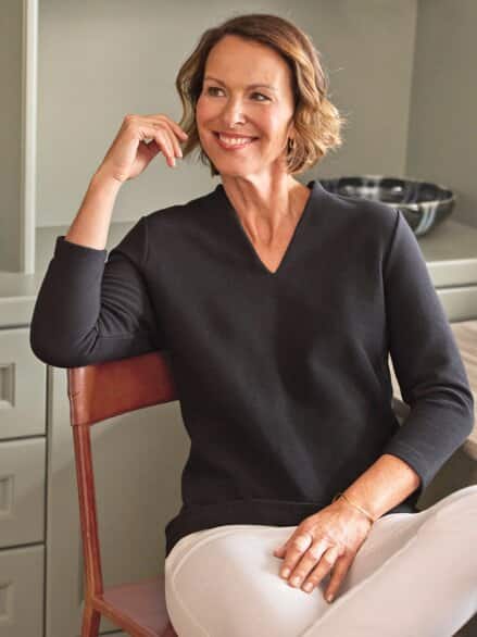 Ottoman-Kelchkragen-Shirt Schwarz