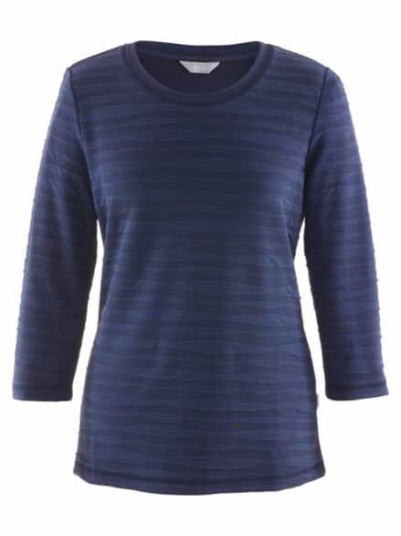 Rundhals-Shirt Strukturmuster Marine