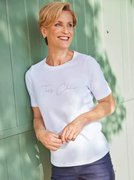 Glitzershirt Urlaubsgrüße Weiß