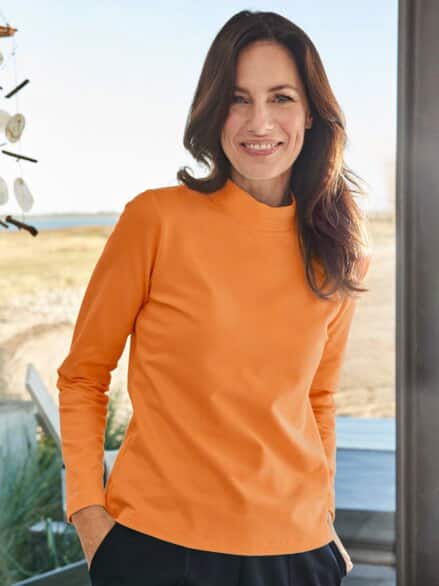 Stehkragen-Shirt Pfirsichweich Orange