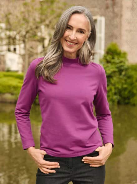 Stehkragen-Shirt Pfirsichweich Violett