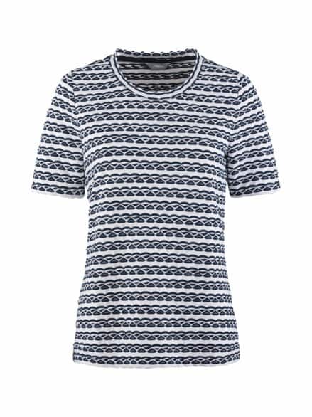 Struktur-Shirt Streifen Marine