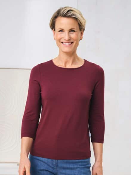 Viskose-Shirt 3/4 Arm Bordeaux Viskose-Shirt 3/4 Arm Bordeaux