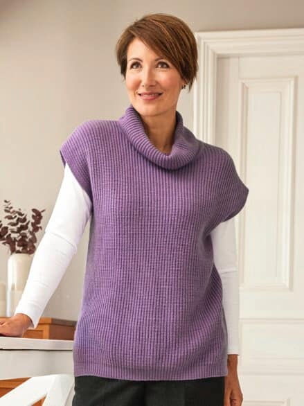 Rollkragen-Pullunder Rippenstrick Flieder