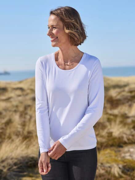 Viskose-Shirt Langarm Weiß Viskose-Shirt Langarm Weiß