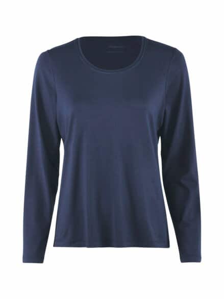 Viskose-Shirt Langarm Marine