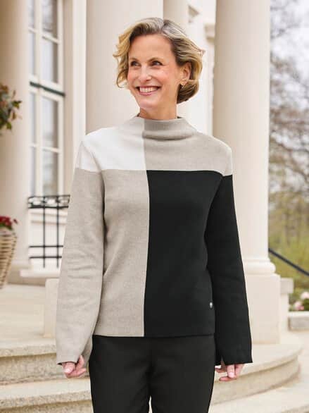 Pullover Color-Blocking Schwarz/Weiß