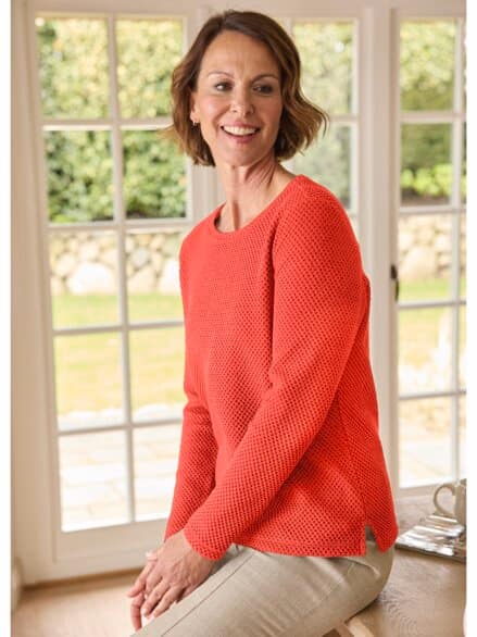 Shirt Waffeloptik Koralle