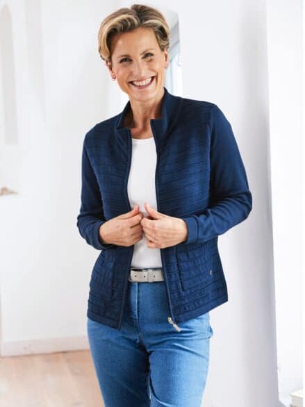 Strickjacke Strukturstrick Marine