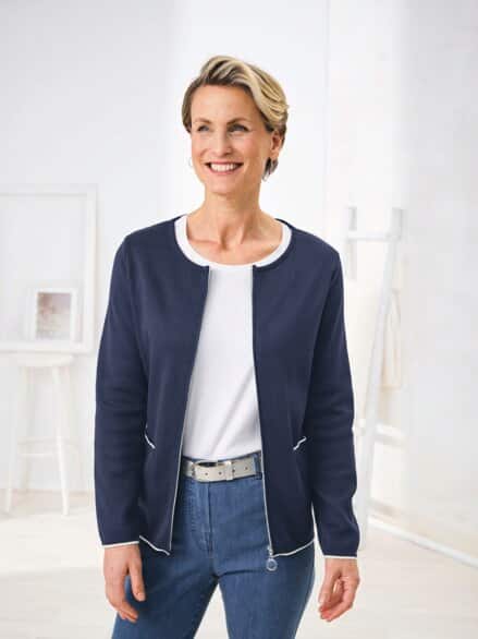 Strickjacke Farbkontrast Marine