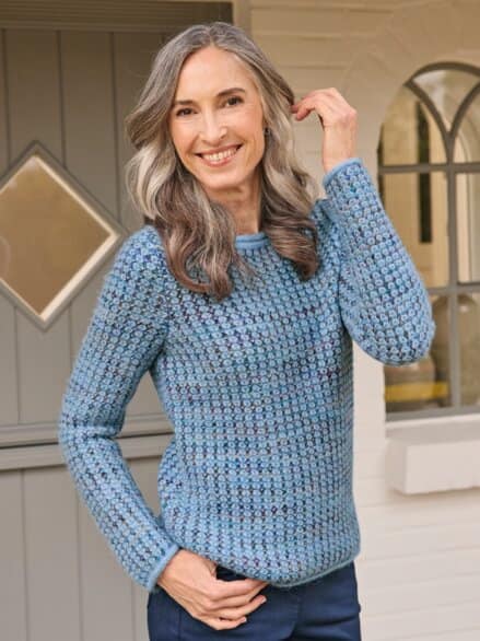 Alpaka-Pullover Rautenstrick Hellblau