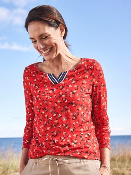 Langarmshirt Millefleur Rot