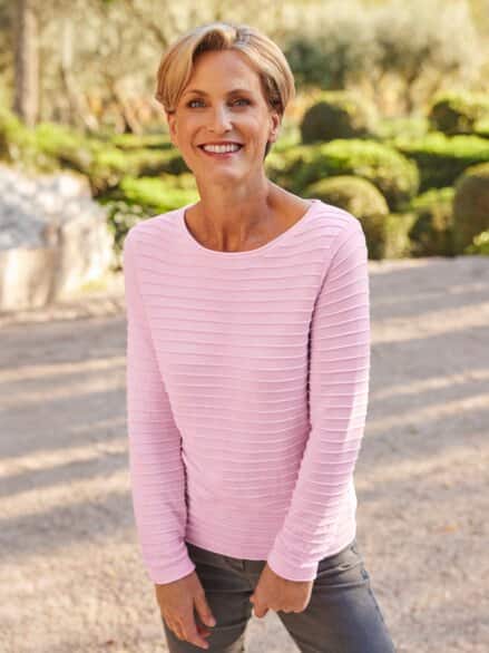 Pullover Struktur-Ringel Rosé