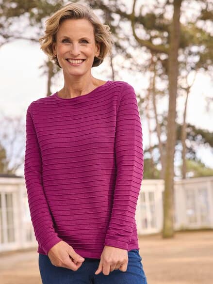 Pullover Struktur-Ringel Beere