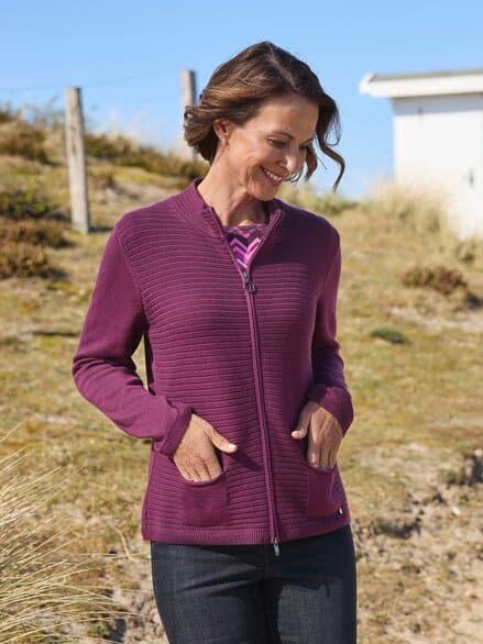 Rabe Strukturstrick-Cardigan Violett Rabe Strukturstrick-Cardigan Violett