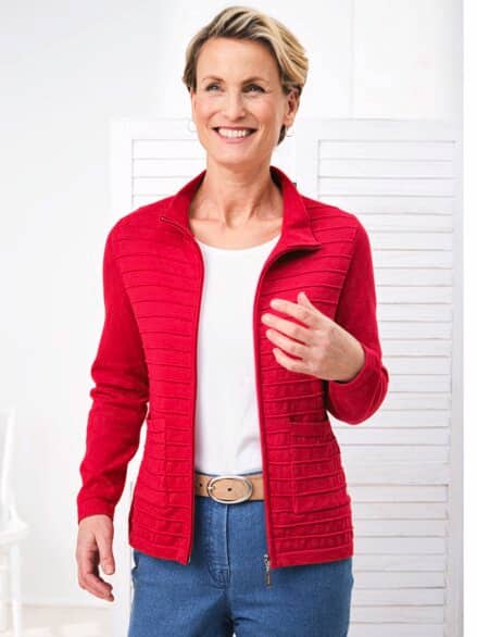 Strickjacke Strukturstrick Rot