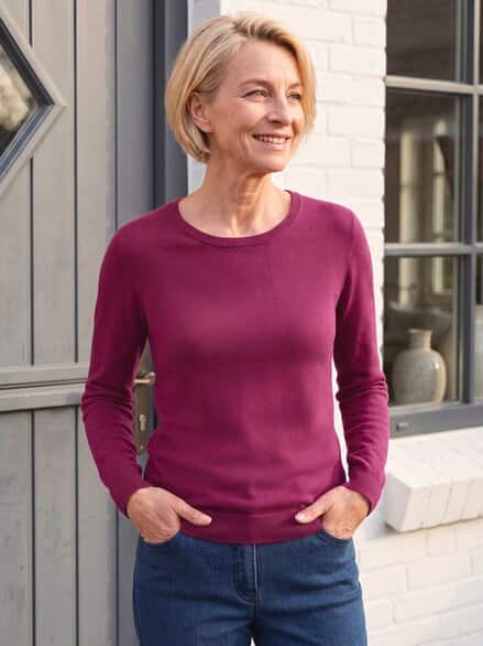 Rundhals-Pullover Supersoft Magenta