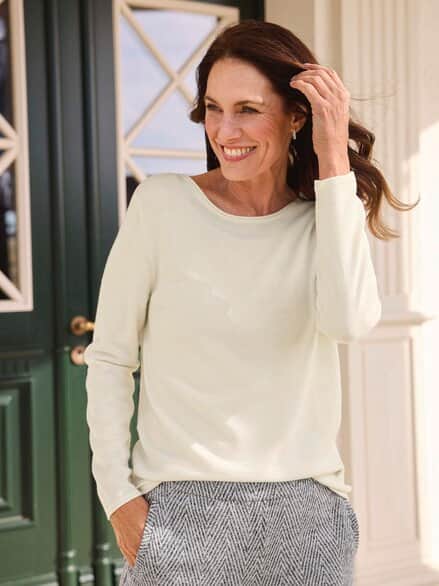Strick-Pullover Merino extrafein Creme