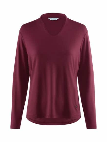 Jersey-Shirt Kelchkragen Bordeaux