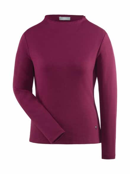 Jersey-Ripp-Shirt Tulpenkragen Beere