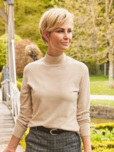 Stehkragen-Pullover Supersoft Hellbeige