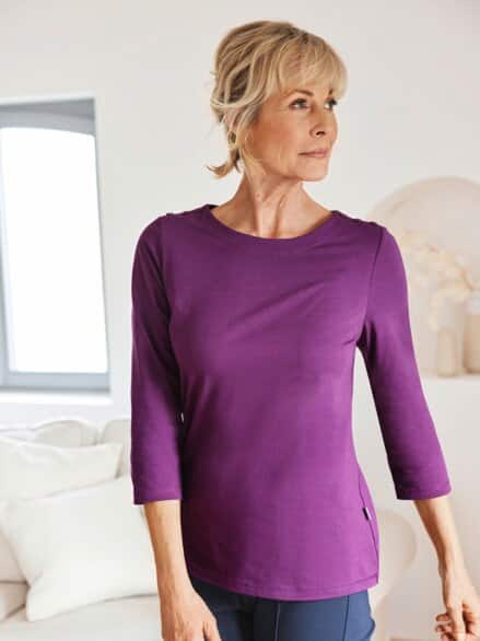 Baumwoll-Shirt 3/4 Arm Violett