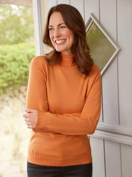 Rollkragen-Pullover Supersoft Safran