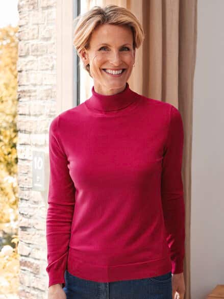 Rollkragen-Pullover Supersoft Magenta