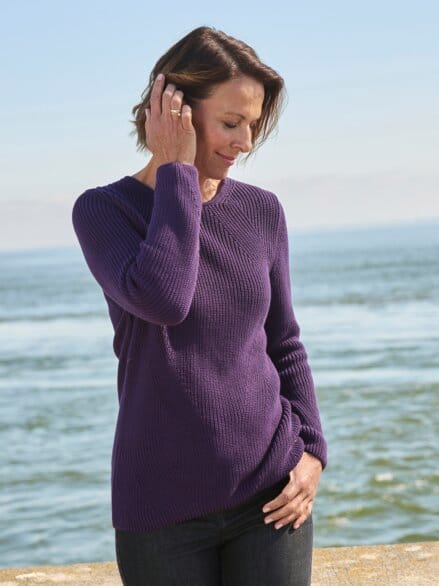 Baumwoll-Zauberpullover Apart Dunkellila Baumwoll-Zauberpullover Apart Dunkellila