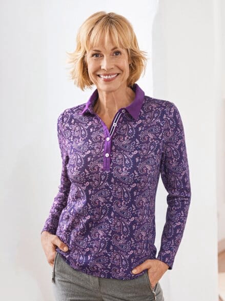 Baumwoll-Poloshirt Everyday Violett gem.