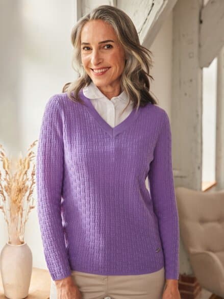 Woll-Pullover Struktur Lila