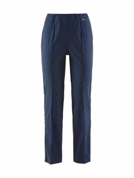 Edel-Stretch-Hose Comfort fit Marine-Weiß