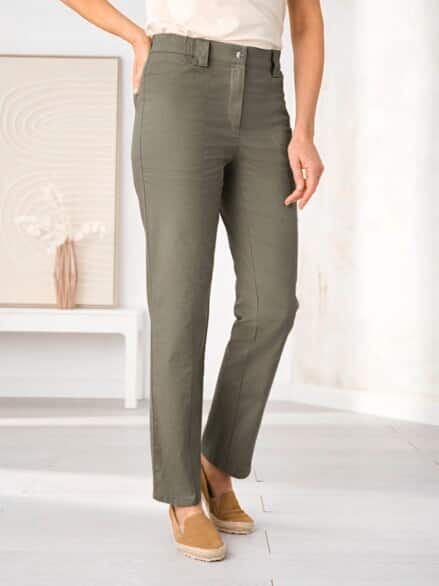 Urlaubshose Baumwoll-Leinen-Mix Khaki