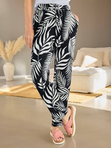 Jersey Schlupfhose Schwarz/ Weiß