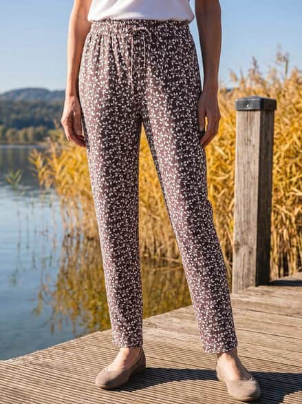 Jersey Schlupfhose Braun/Weiß