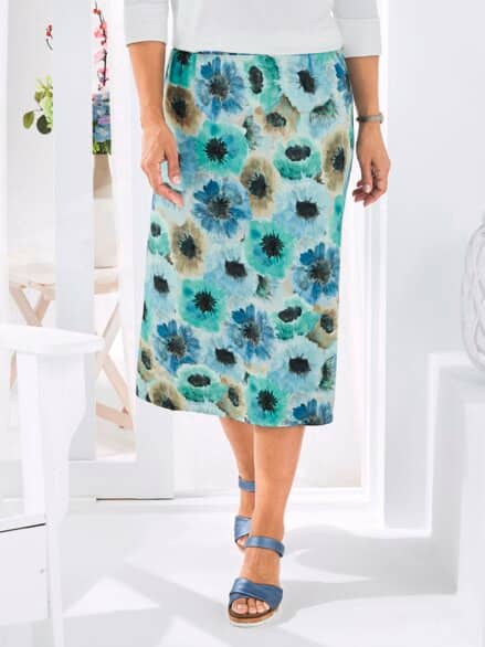 Rock Aquarell-Blumen Blau gemustert