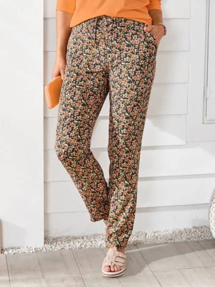 Klimasoft-Schlupfbundhose Blüten Orange geblümt Klimasoft-Schlupfbundhose Blüten Orange geblümt
