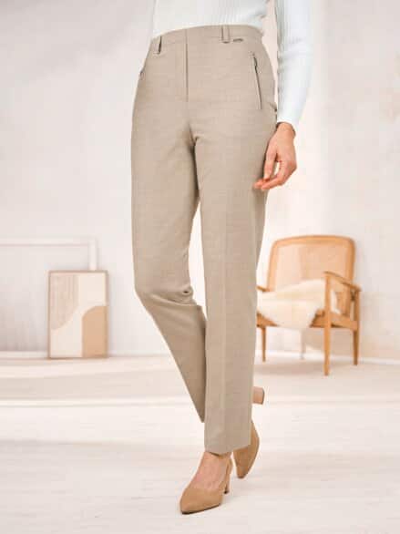 Edel-Schlupfhose-Wolltouch Beigemeliert