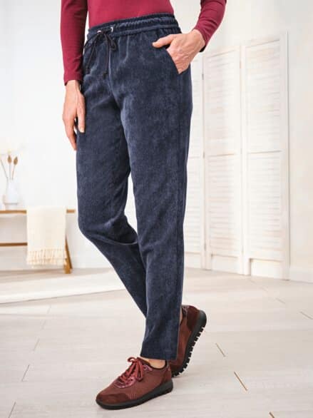 Schlupfbundhose Feincord Marine