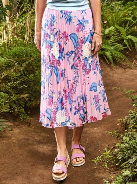 Plissee-Rock Sommerblüte Fuchsia geblümt