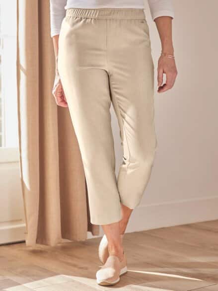7/8 Schlupfbundhose Reise-Leinen Beige